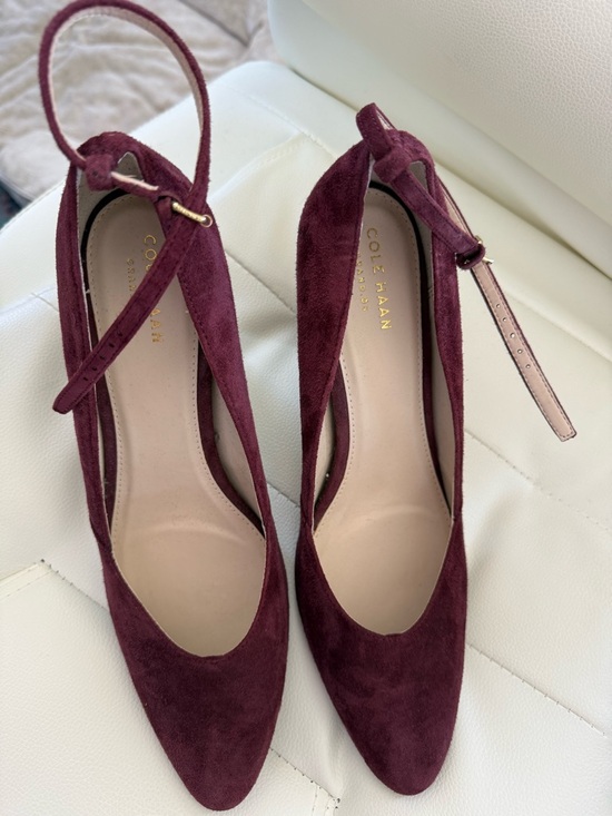 Cole Haan Shoes - Cole Haan Burgundy/deep purple Suede Pointed-Toe Ankle-Strap Heels